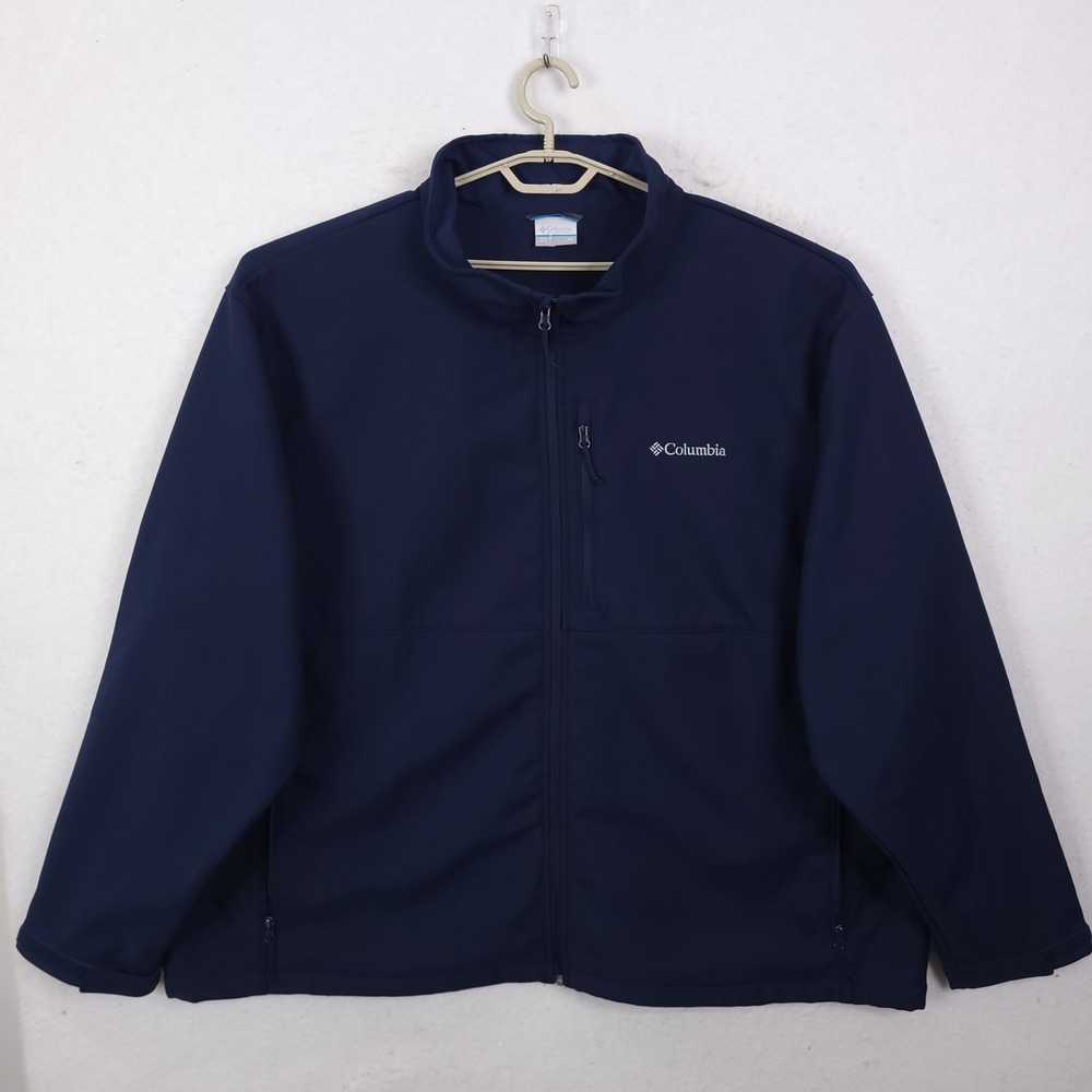 Columbia Softshell Jacket Mens 5X Navy Blue Full Zip Fleece Lined WS6044